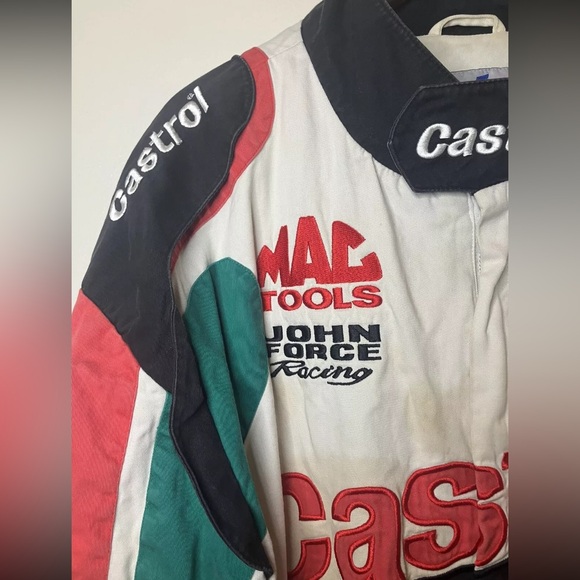 John Force Racing Castrol GTX Pit Jacket White Mens Size 2XL Vintage - Picture 2 of 16